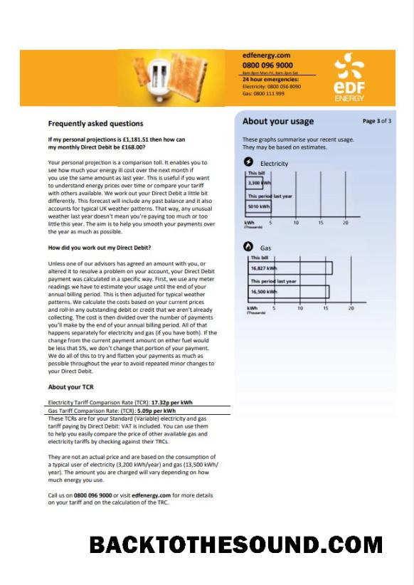 İndir Birleşik Krallık EDF Fatura Fatura in Word and PDF Format (3 pages) 3 Örnek şablon