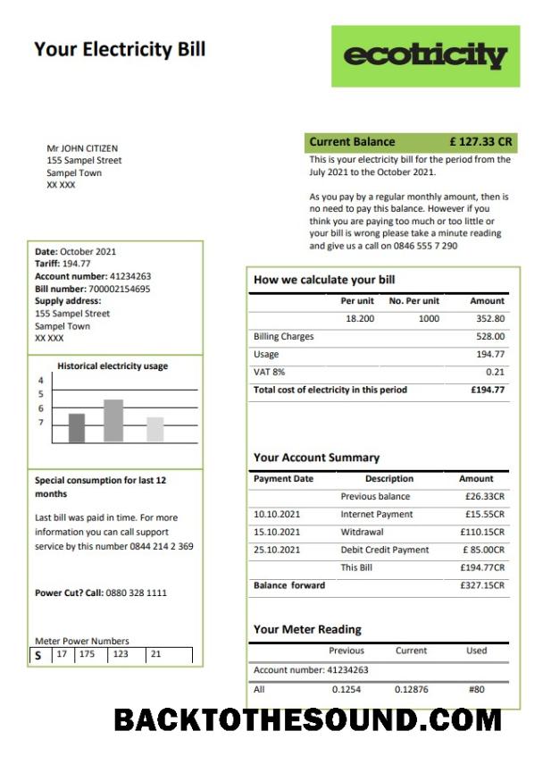 İndir Birleşik Krallık Ecotricity Elektrik Fatura Fatura in Word and PDF Format (.doc and .PDF) Örnek tasarım