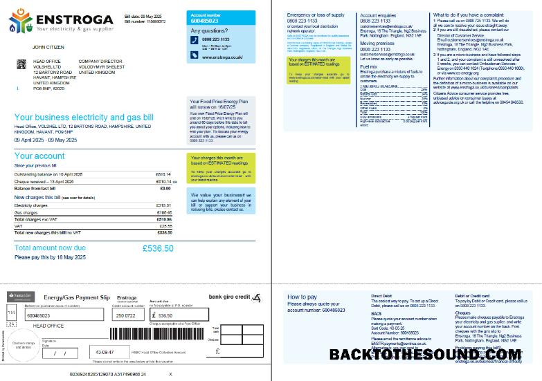 İndir Birleşik Krallık Enstroga Fatura Fatura in Word and PDF Formatlar, 2 pages Örnek taslak