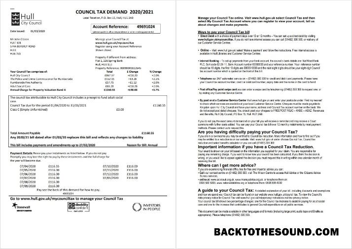 İndir Birleşik Krallık Hull City Council Fatura Fatura in Word and PDF Format, 2 pages Örnek taslak