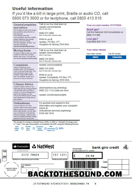 İndir Birleşik Krallık Npower Fatura Fatura in Word and PDF Formatlar, 3 pages, 3rd Sayfa Örnek taslak