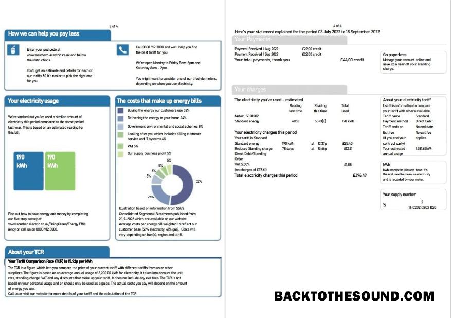 Düzenlenebilir İndir Birleşik Krallık SSE Energy Fatura Fatura, Word and PDF Şablon, 4 pages 3 4 Örnek