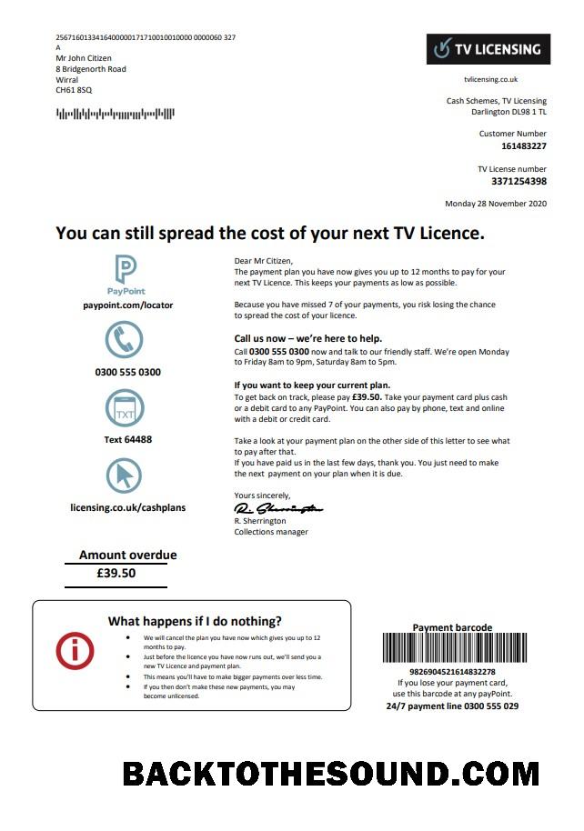 İndir Birleşik Krallık TV Licensing Fatura Fatura in Word and PDF Format Örnek örnek